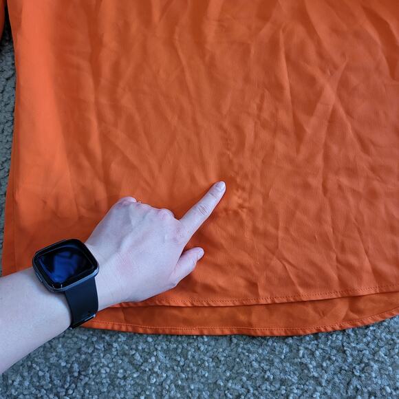 NWT Alberto Makali New York Women's‎ Orange Split Sleeve Blouse. Size M - Picture 5 of 11